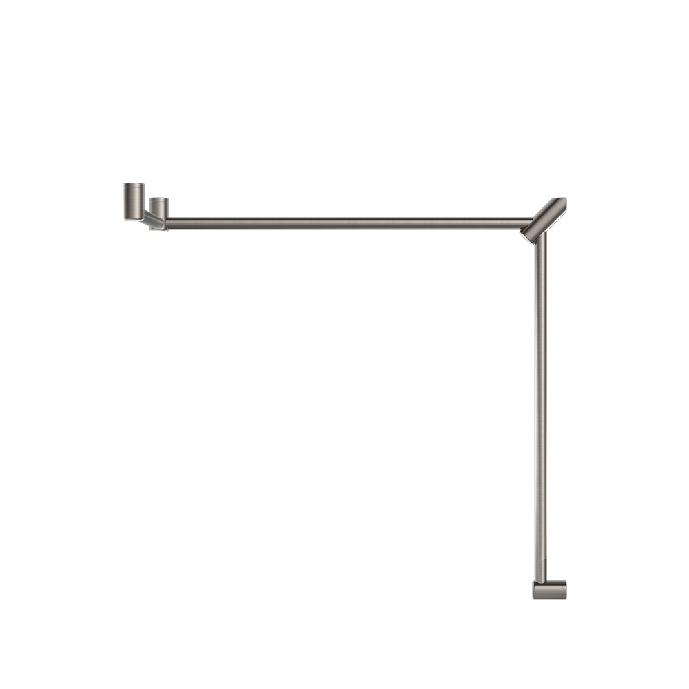 Mecca Care 32mm DDA Toilet Grab Rail Set 90 Degree Continuous 600x1065x1025mm Brushed Nickel