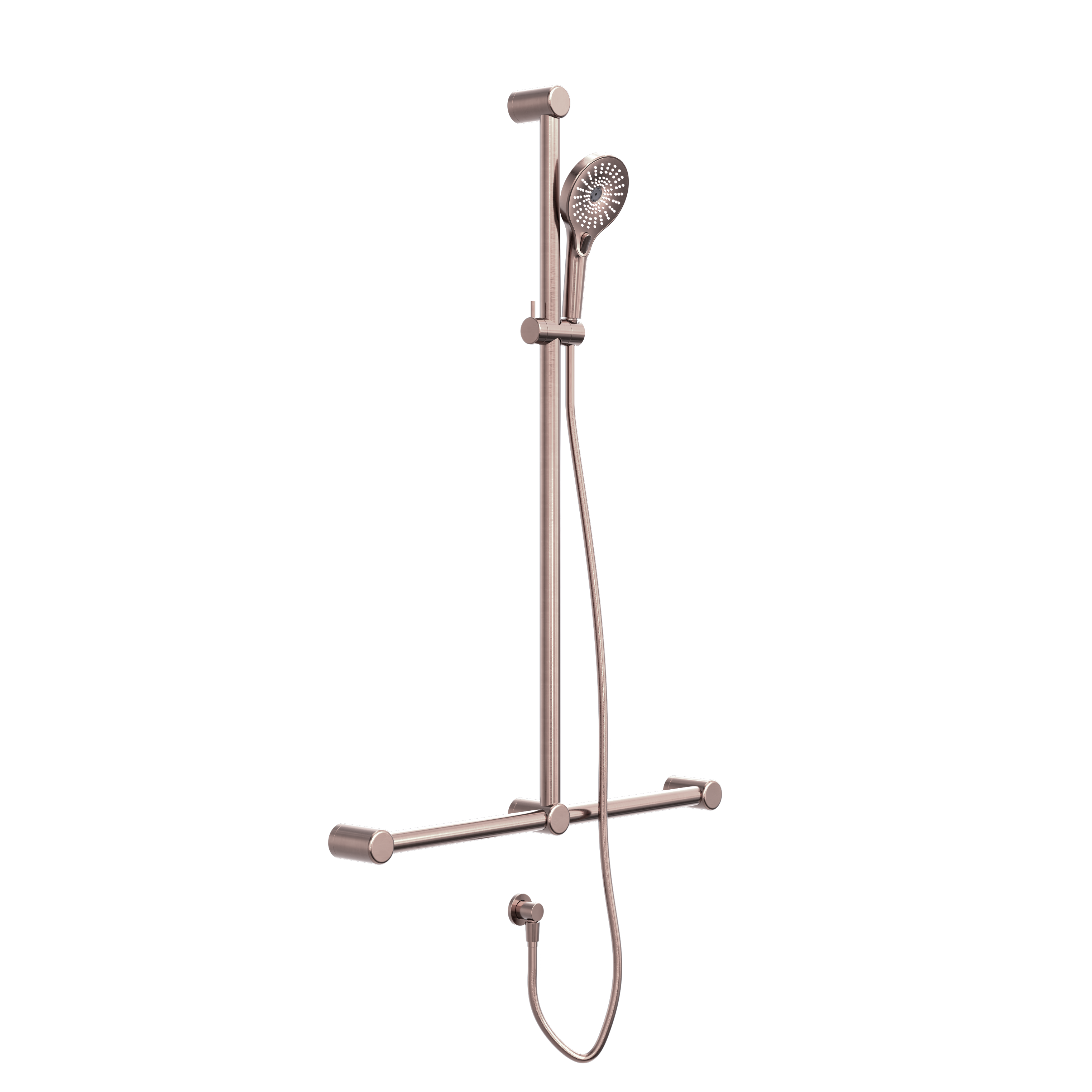 Mecca Care 32mm T Bar Grab Rail And Adjustable Shower Set 1100X750mm Brushed Bronze