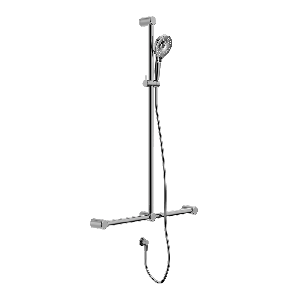 Mecca Care 32mm T Bar Grab Rail and Adjustable Shower Set 1100x750mm Chrome