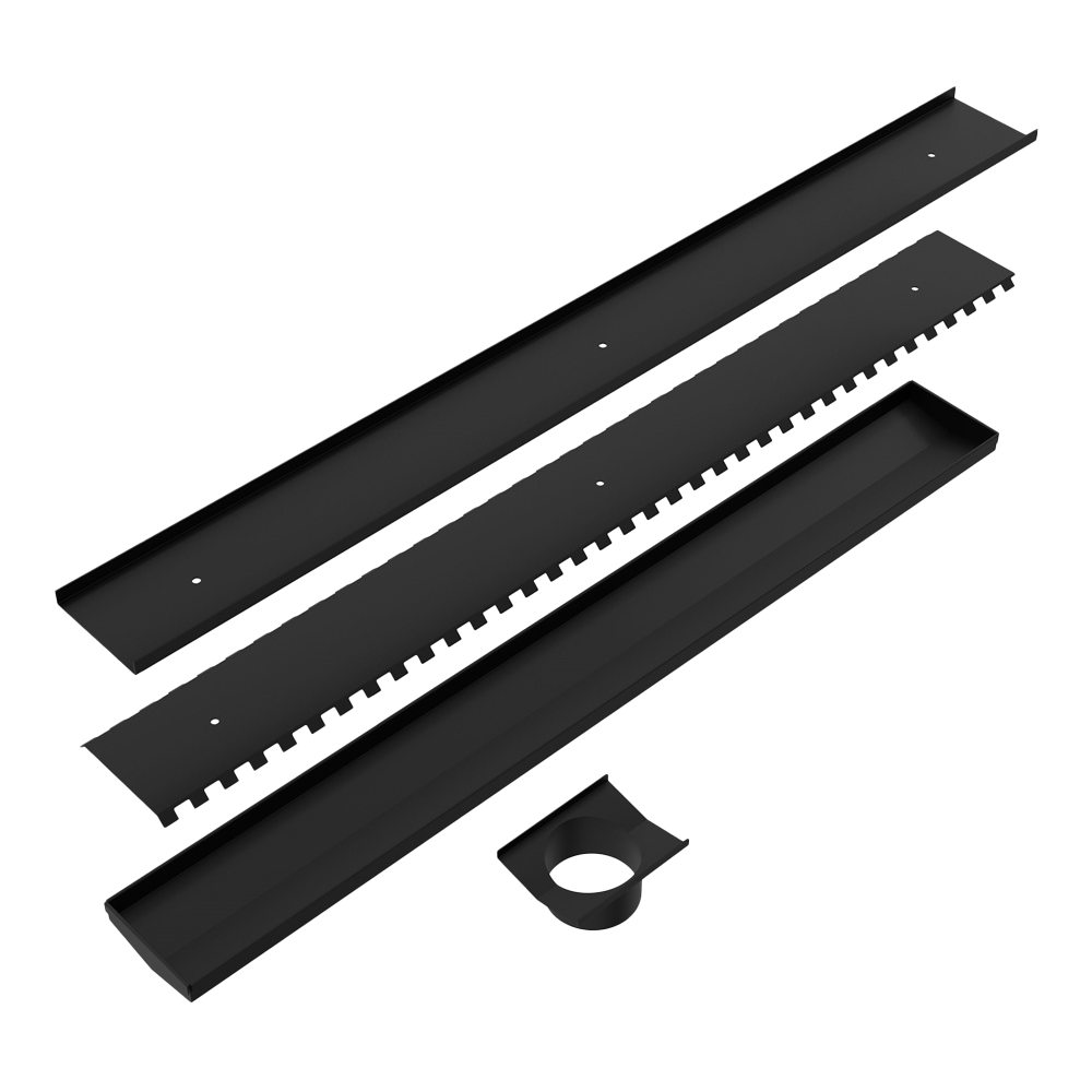 Tile Insert V Channel Floor Grate 80mm Outlet With Hole Saw Matte Black