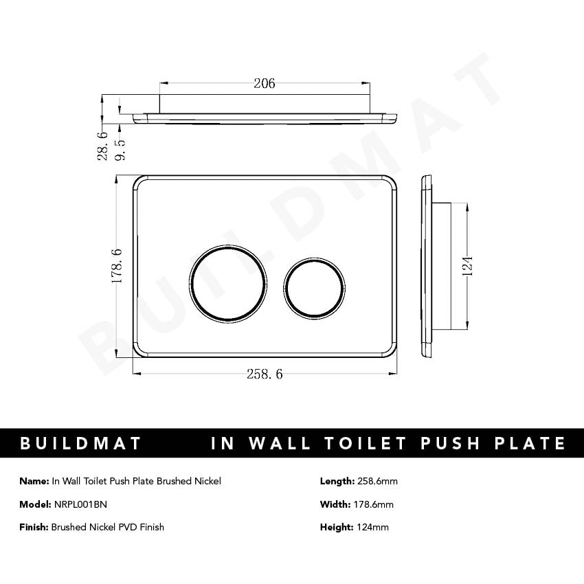 In Wall Toilet Push Plate Brushed Nickel