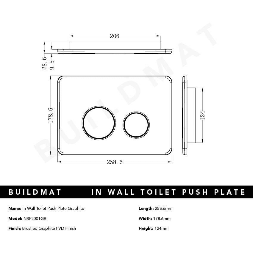 In Wall Toilet Push Plate Graphite