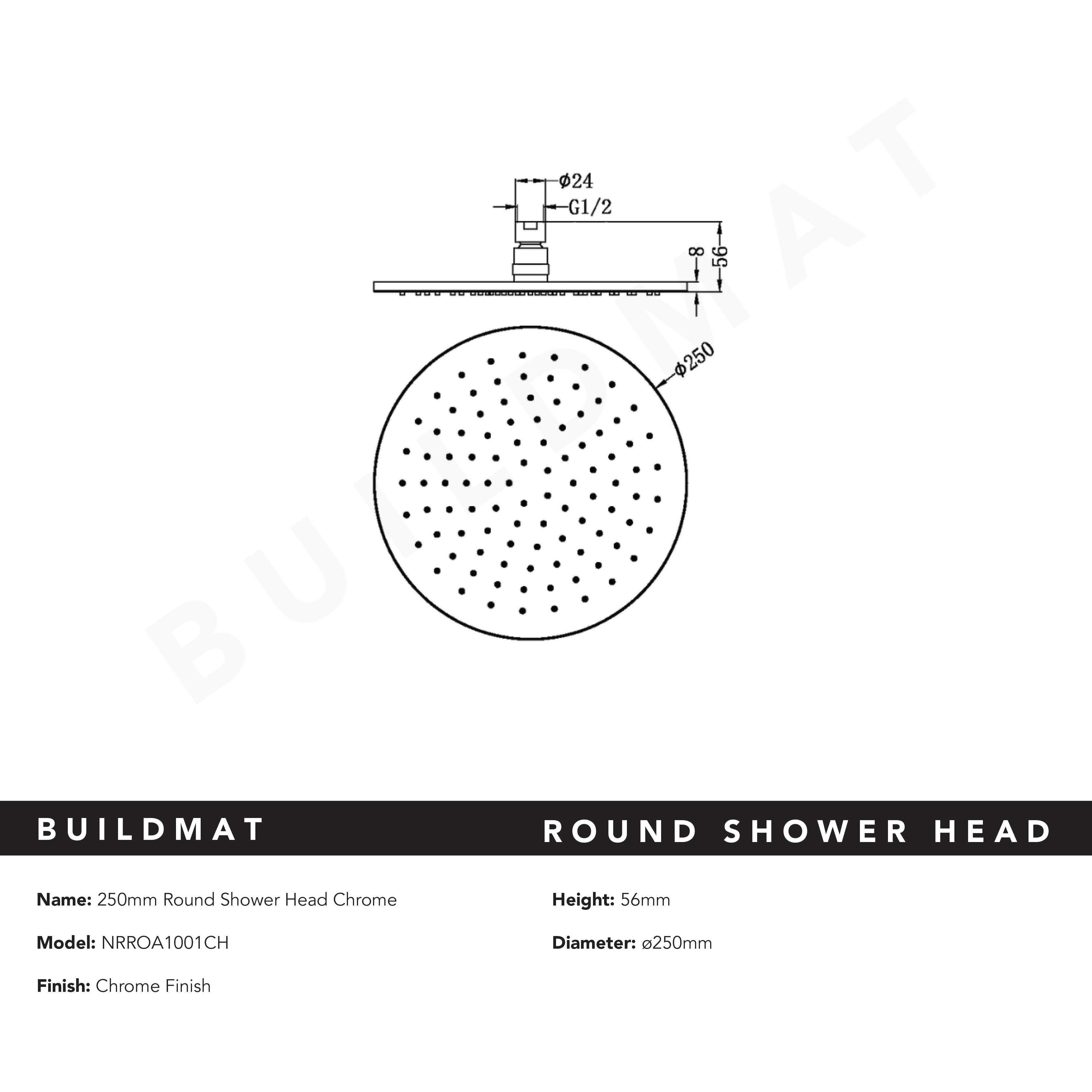 Round Shower Head 250mm Chrome