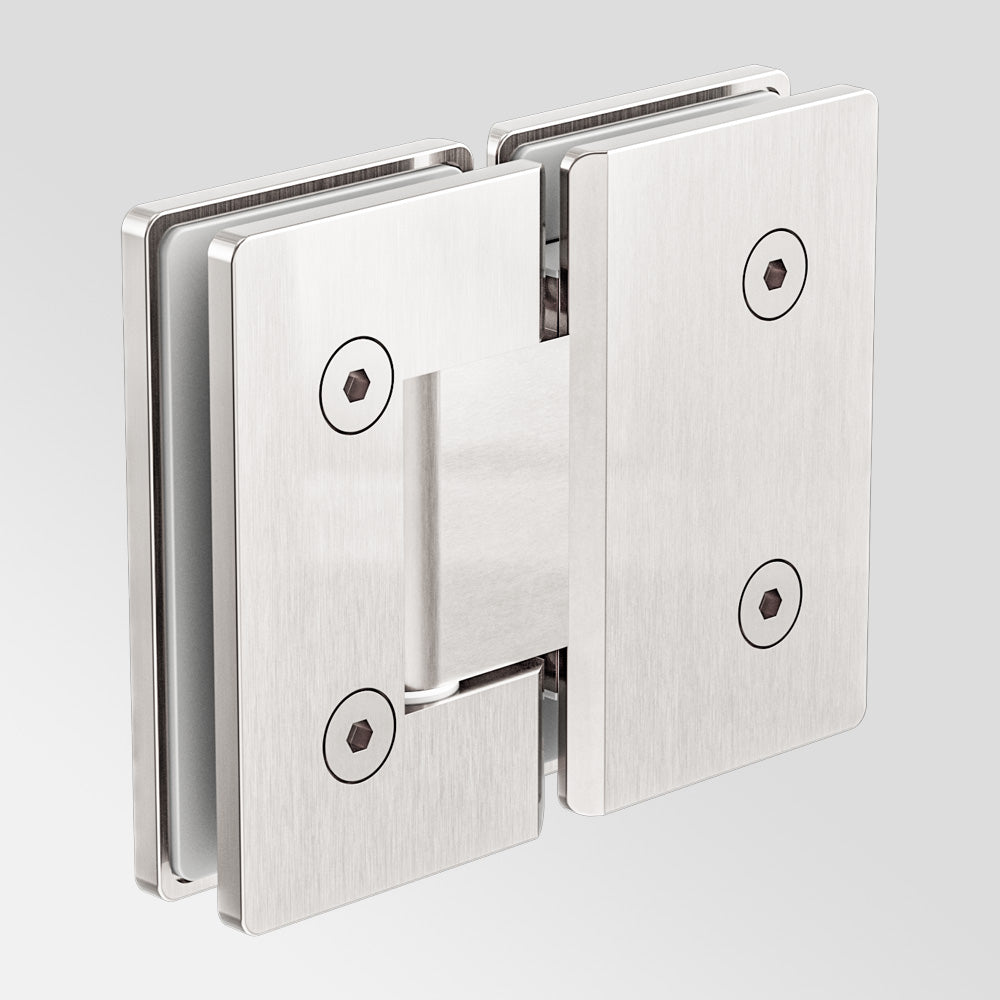 180 Degree Glass to Glass Shower Hinge 10mm Glass Brushed Nickel