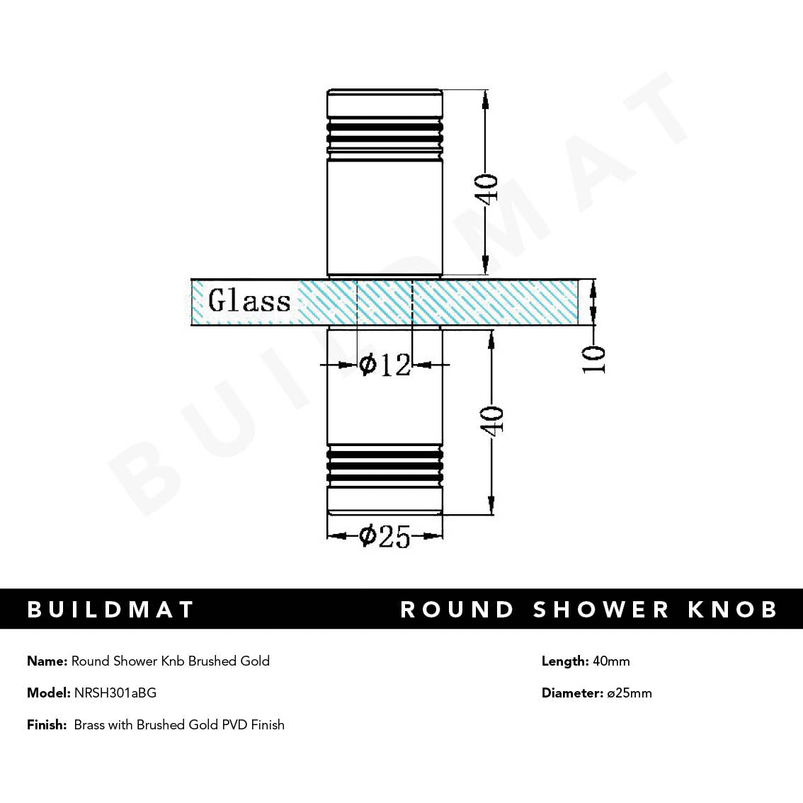 Round Shower Knob Brushed Gold