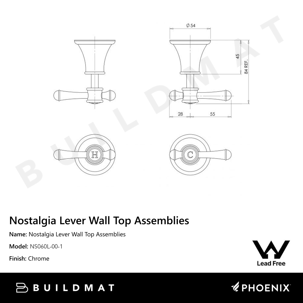 Nostalgia Lever Wall Top Assemblies Lead Free Chrome