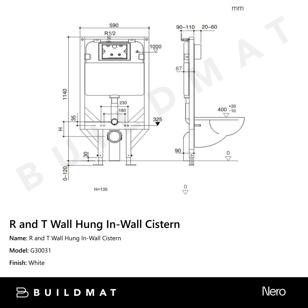 R&T Wall Hung In-Wall Cistern