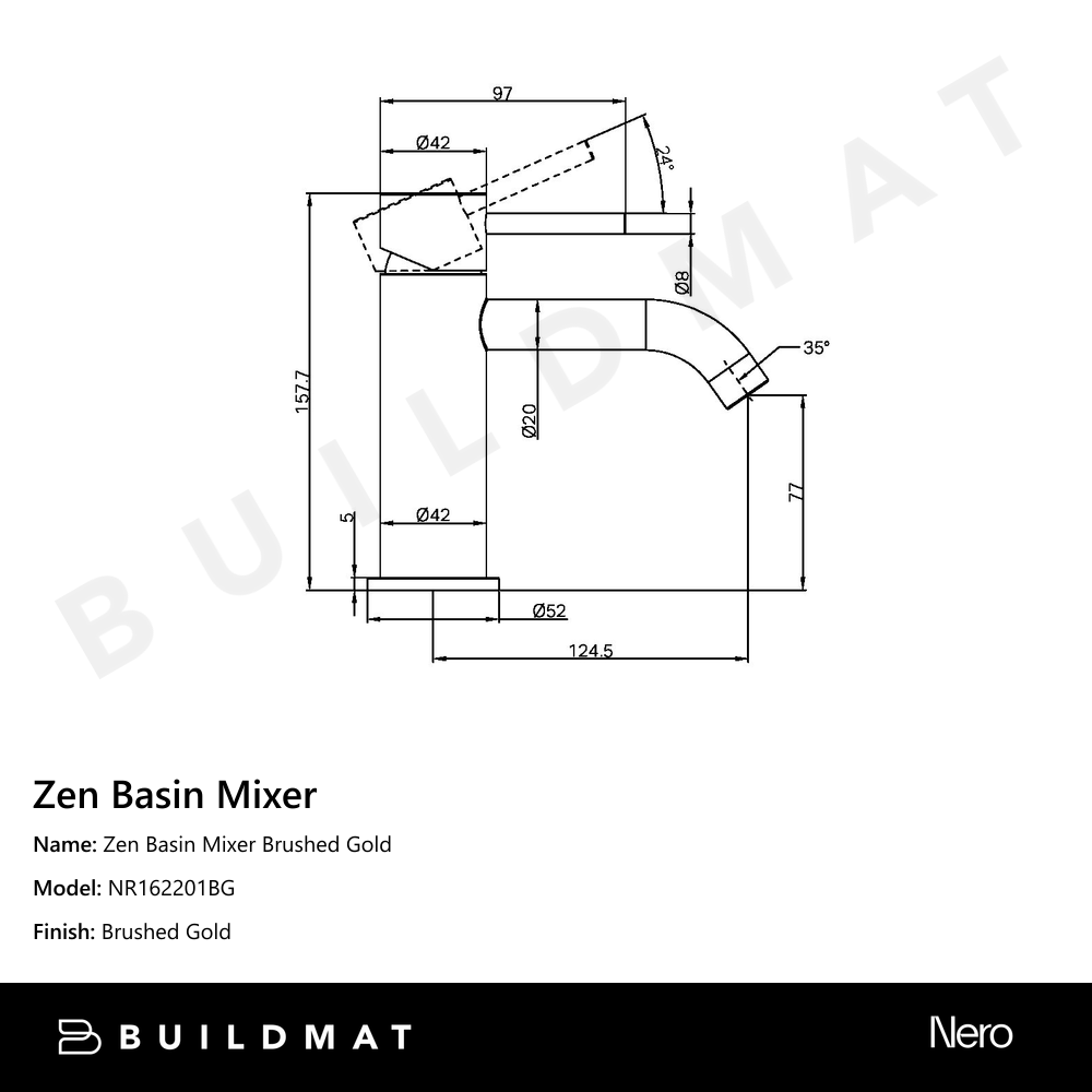 Zen Basin Mixer Brushed Gold