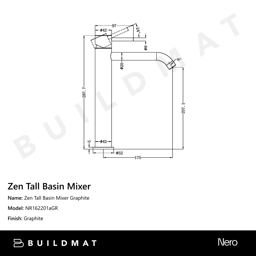 Zen Tall Basin Mixer Graphite