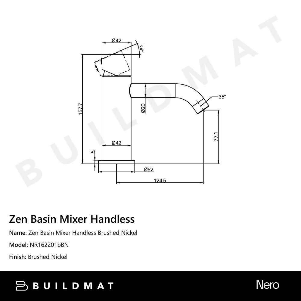 Zen Basin Mixer Handless Brushed Nickel