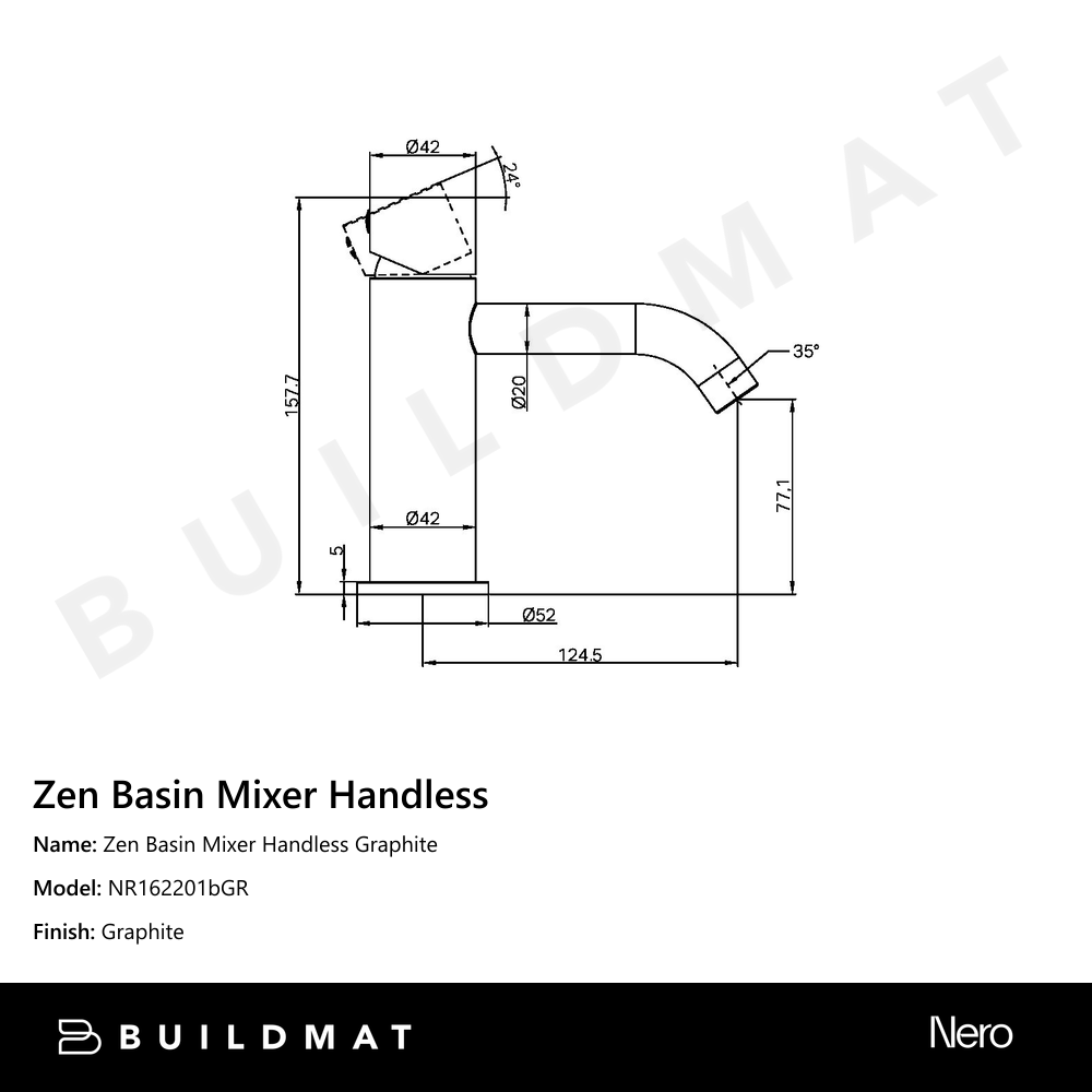 Zen Basin Mixer Handless Graphite