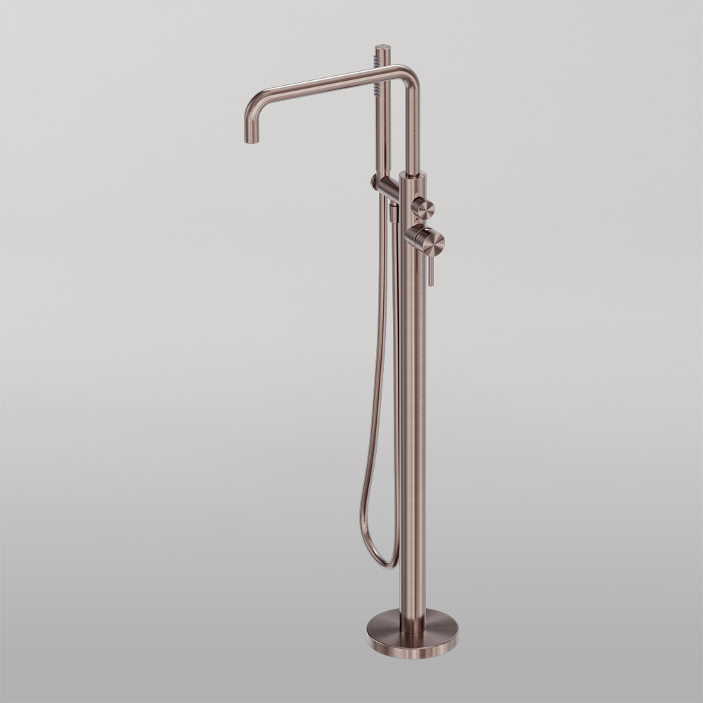 Zen Freestanding Bath Mixer Brushed Bronze