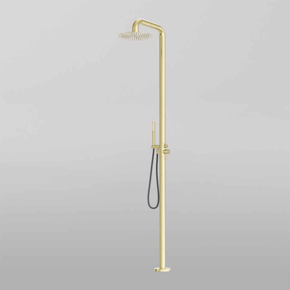 Zen Outdoor Freestanding Shower Column Brushed Gold