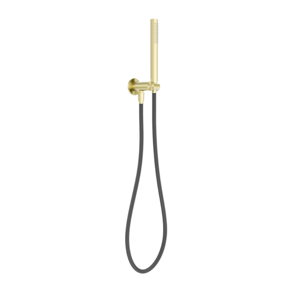 Zen Shower On Bracket With Outdoor Shower Hose Brushed Gold