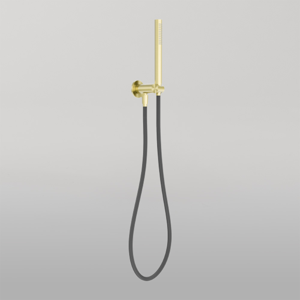 Zen Shower On Bracket With Outdoor Shower Hose Brushed Gold