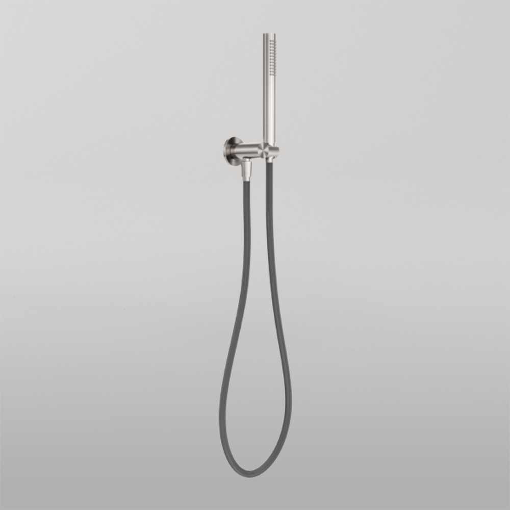 Zen Shower On Bracket With Outdoor Shower Hose Brushed Nickel