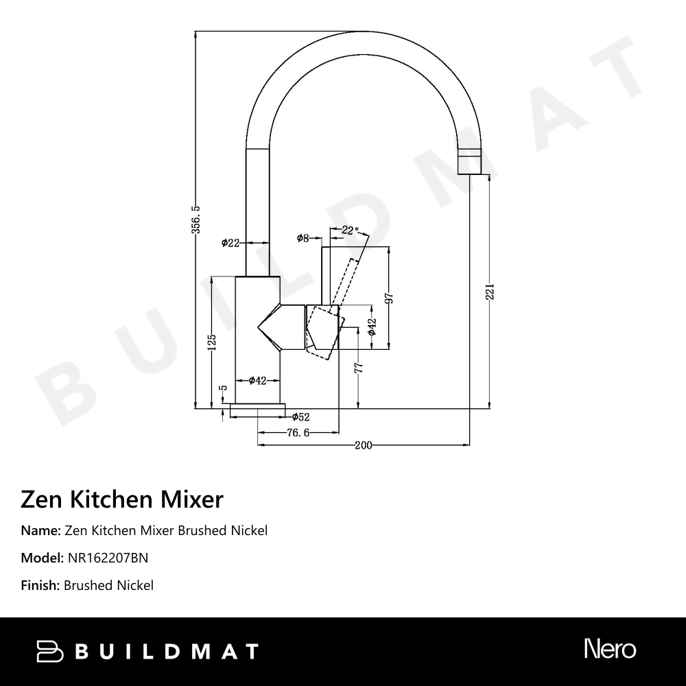 Zen Kitchen Mixer Brushed Nickel