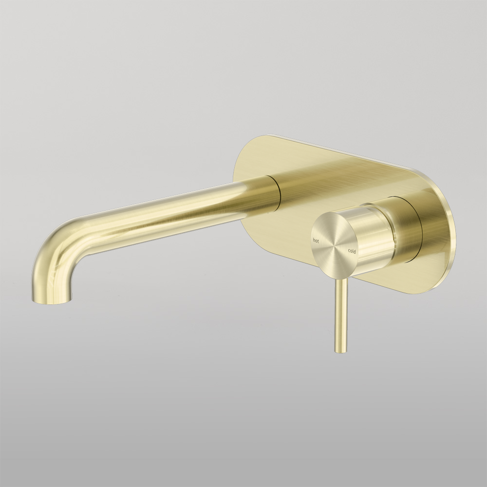 Zen Wall Basin/Bath Mixer 185mm Spout Brushed Gold