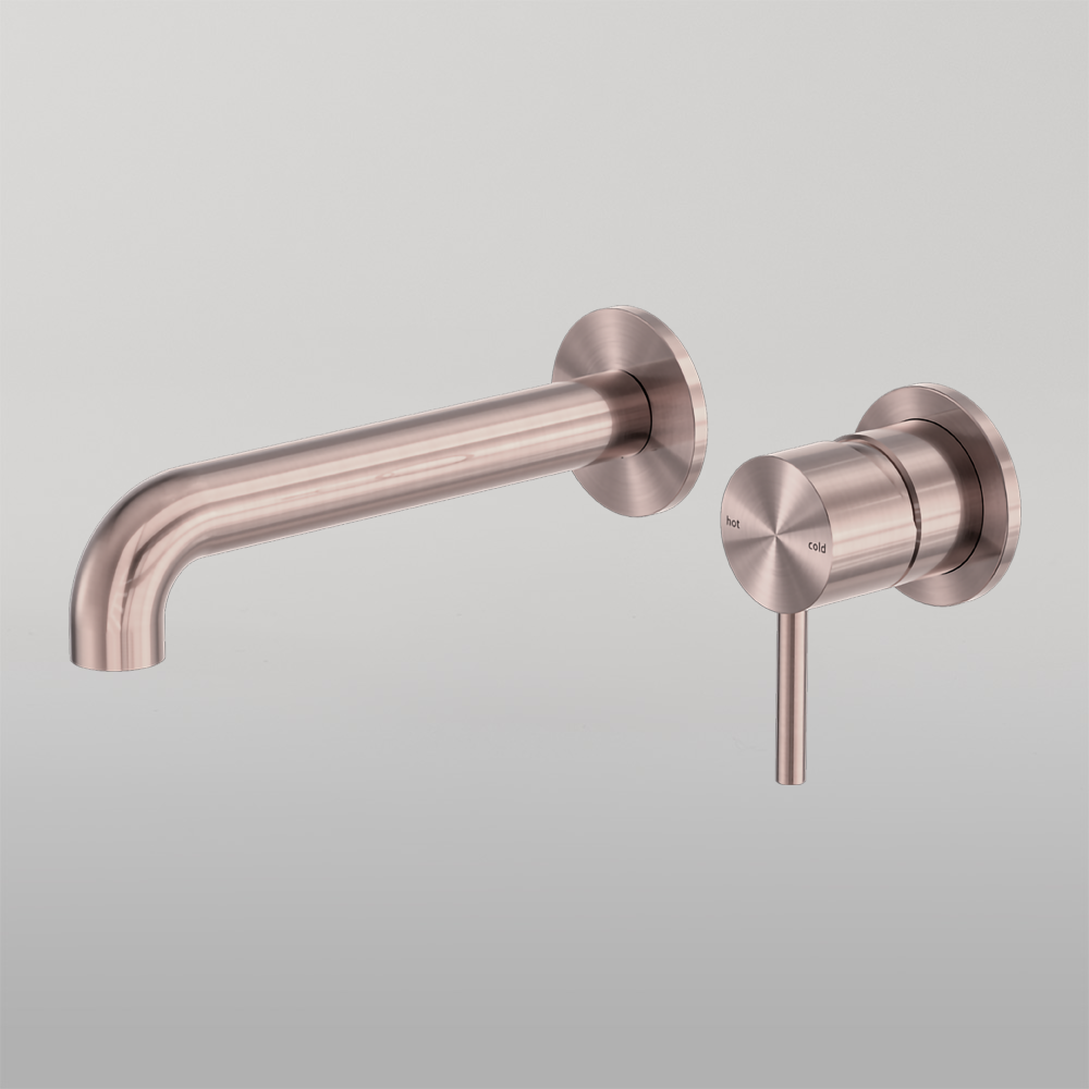 Zen Wall Basin/Bath Mixer Separate Back Plate 185mm Spout Brushed Bronze