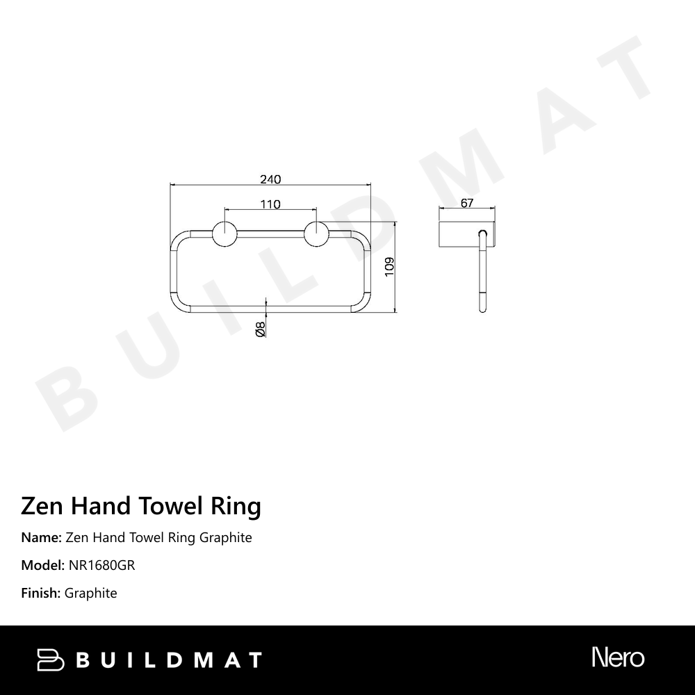 Zen Hand Towel Ring Graphite