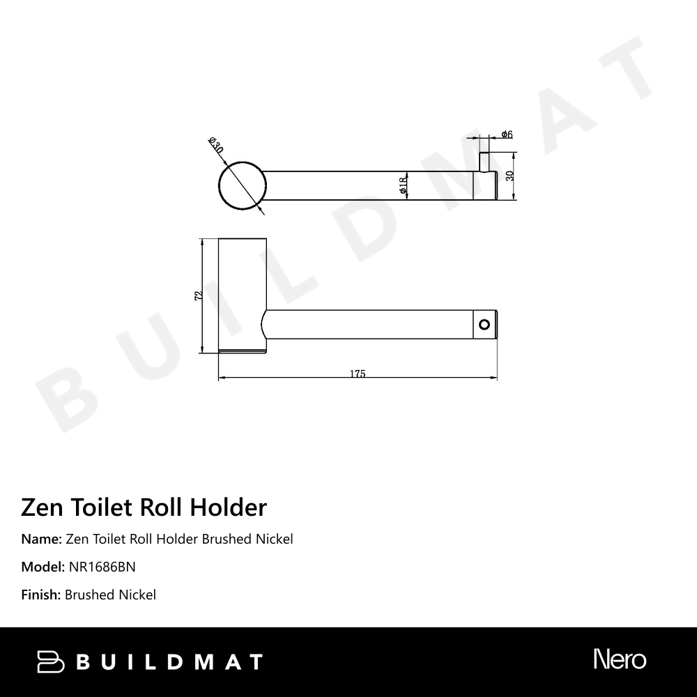 Zen Toilet Roll Holder Brushed Nickel