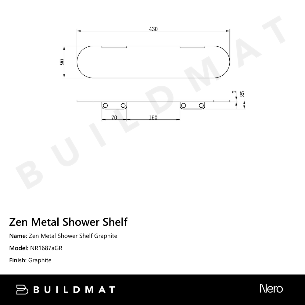 Zen Metal Shower Shelf Graphite