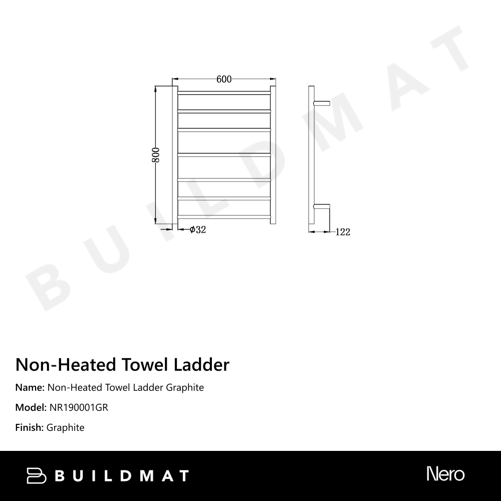 Non-Heated Towel Ladder Graphite