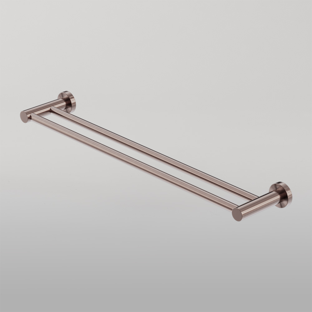 Mecca Double Towel Rail 600mm Brushed Bronze