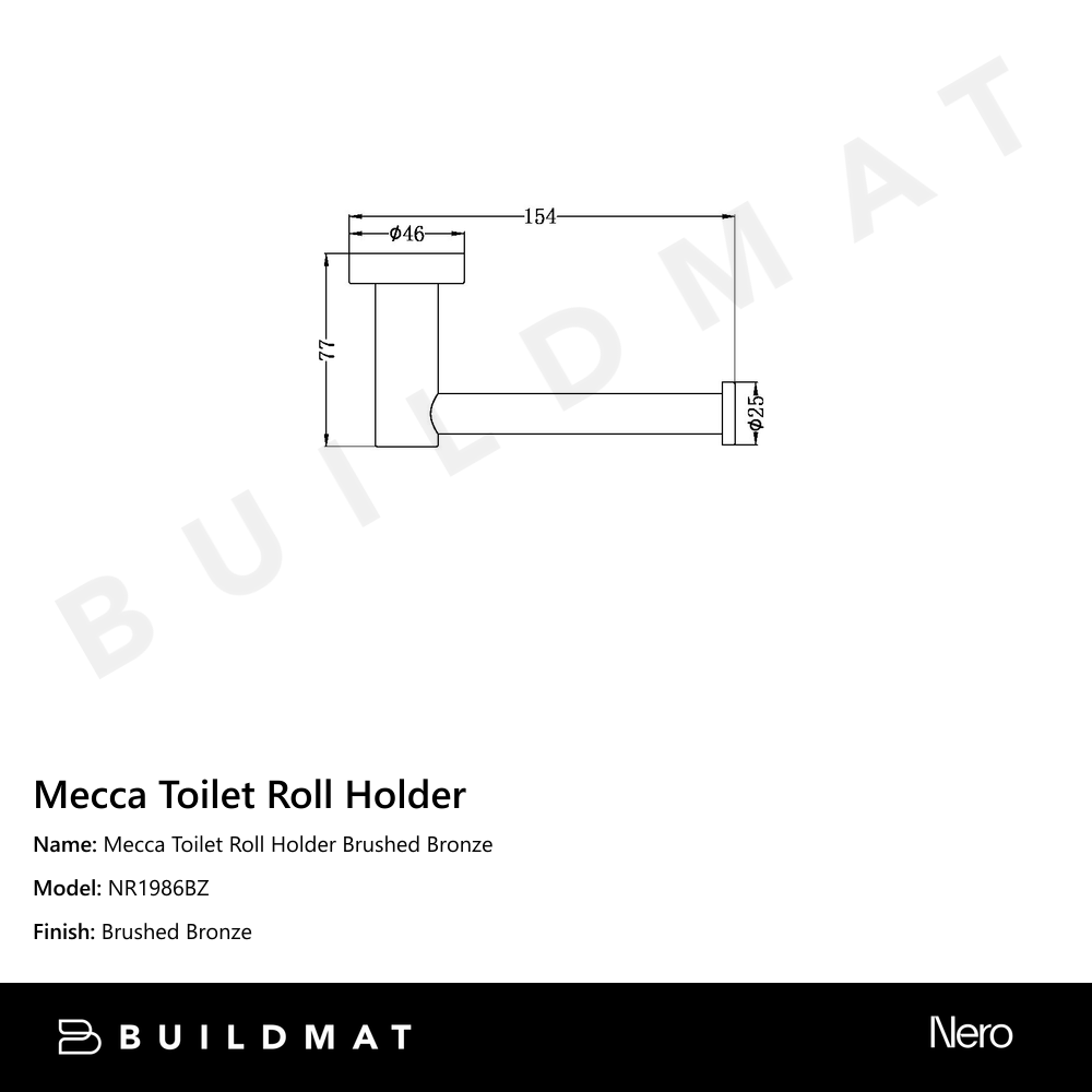 Mecca Toilet Roll Holder Brushed Bronze