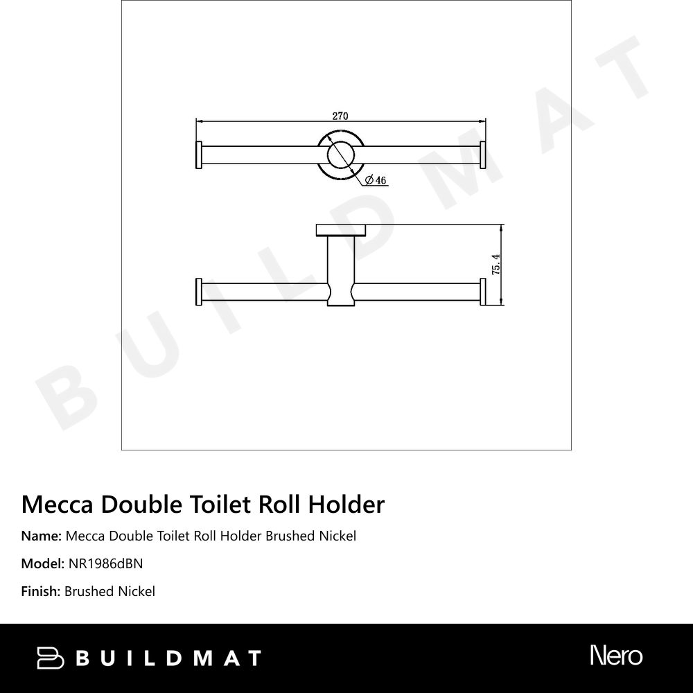 Mecca Double Toilet Roll Holder Brushed Nickel