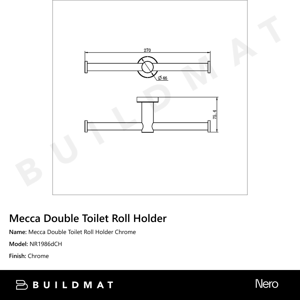 Mecca Double Toilet Roll Holder Chrome