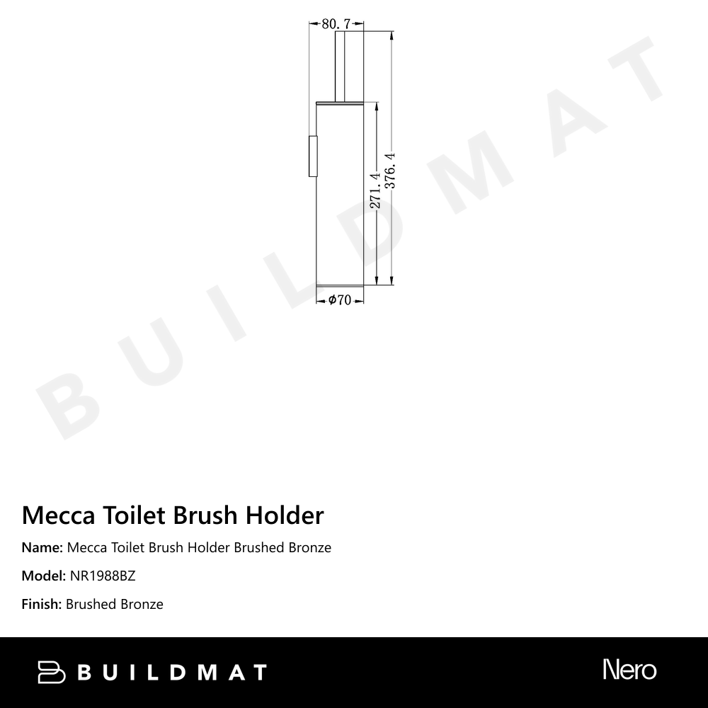 Mecca Toilet Brush Holder Brushed Bronze