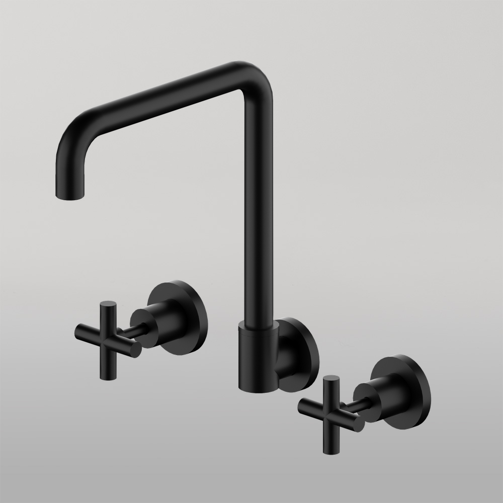 X Plus Wall Kitchen Set Swivel Spout Matte Black