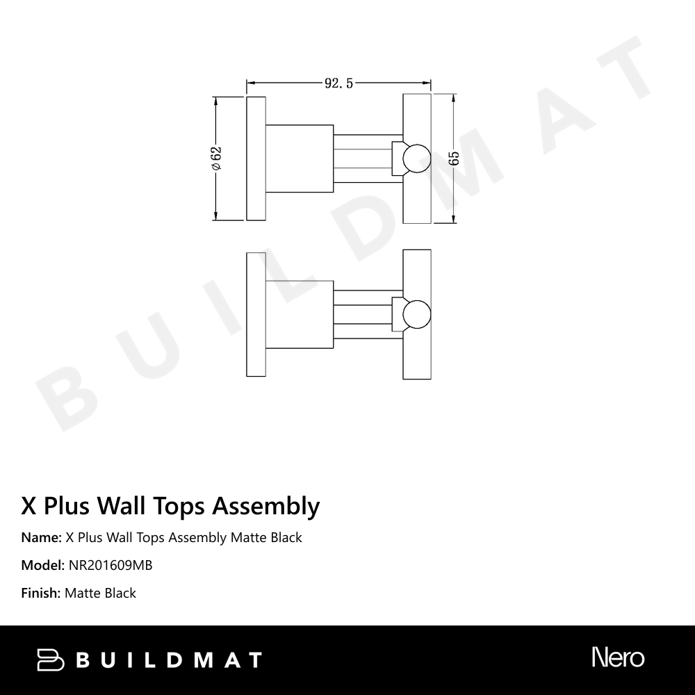 X Plus Wall Tops Assembly Matte Black