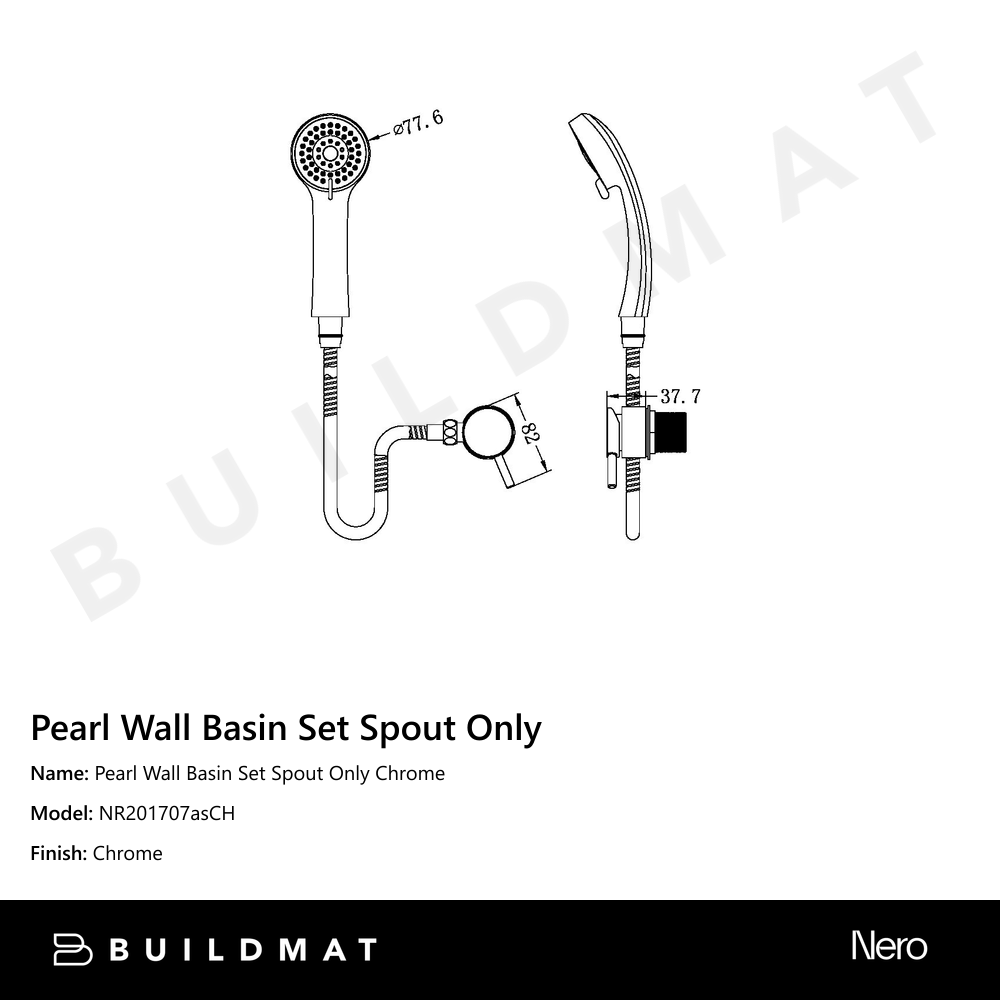 Pearl Wall Basin Set Spout Only Chrome