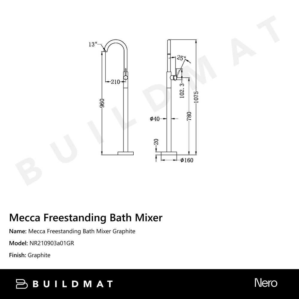 Mecca Freestanding Bath Mixer Graphite