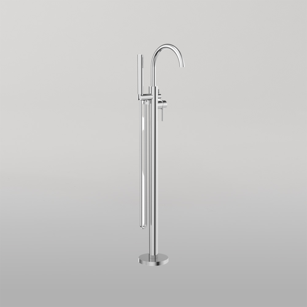 Mecca Round Freestanding Mixer With Hand Shower Chrome