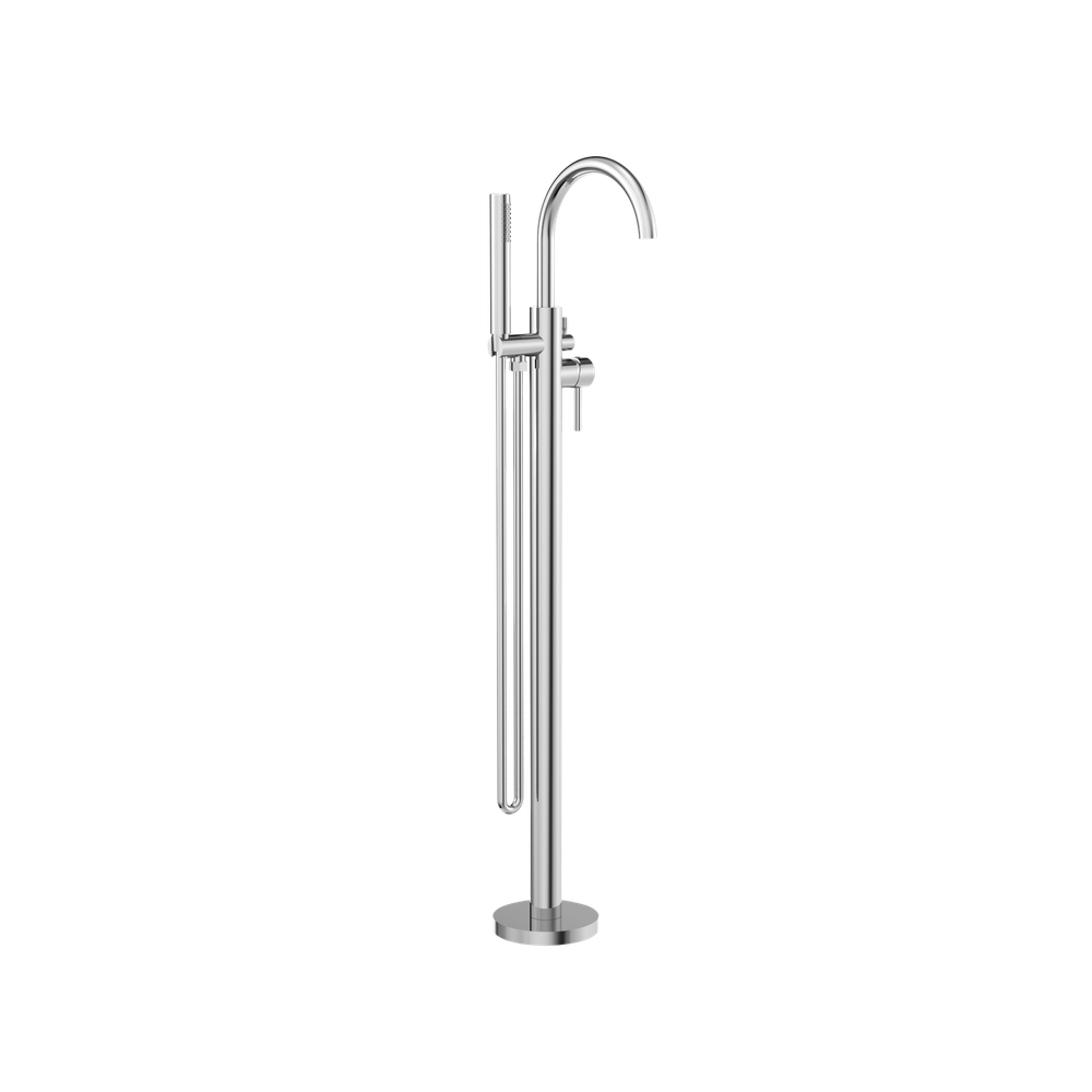 Mecca Round Freestanding Mixer With Hand Shower Chrome