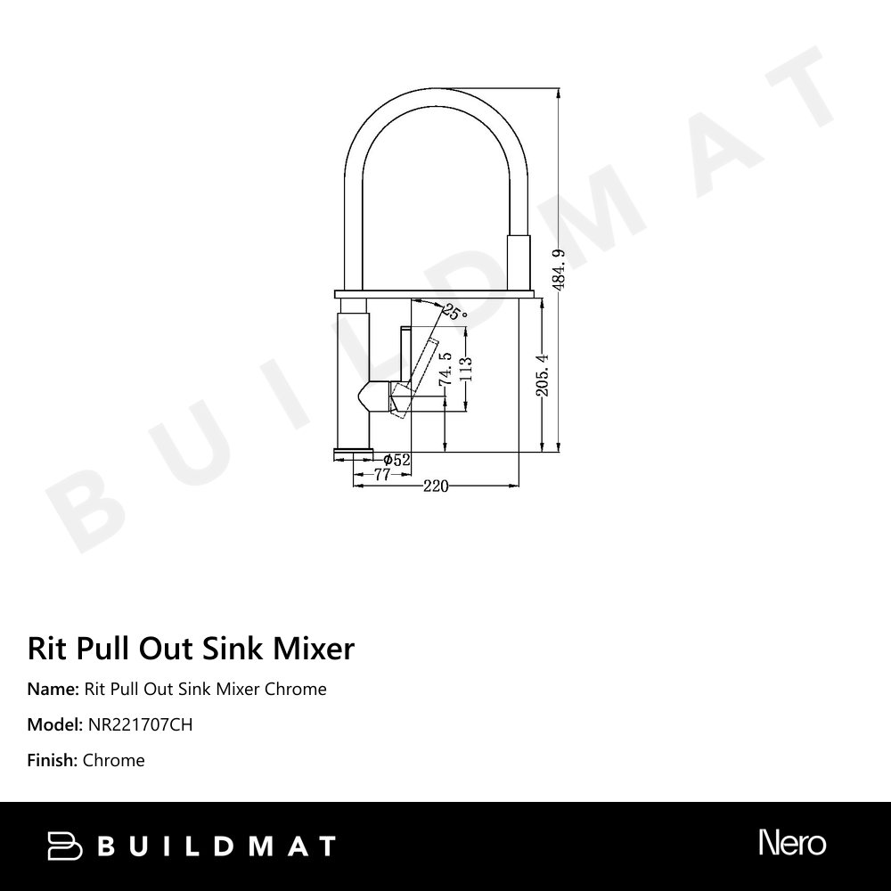 Rit Pull Out Sink Mixer Chrome