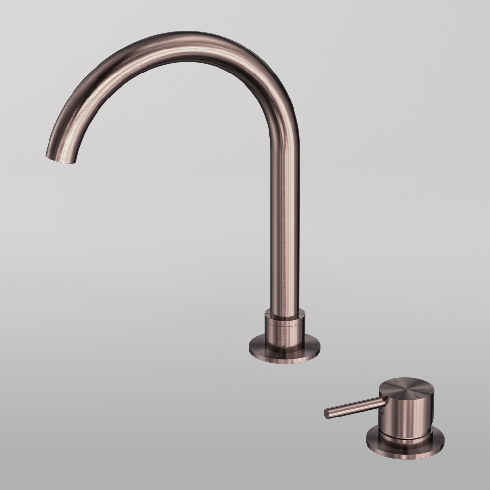 Mecca Hob Basin Mixer Round Swivel Spout Brushed Bronze