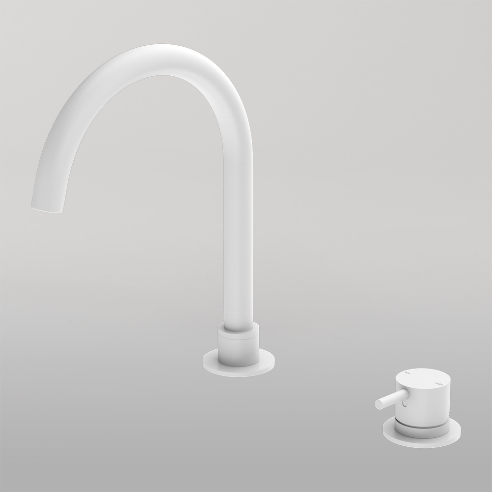 Mecca Hob Basin Mixer Round Swivel Spout Matte White