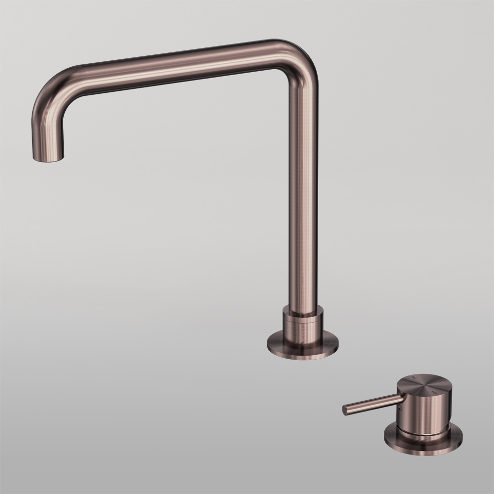 Mecca Hob Basin Mixer Square Swivel Spout Brushed Bronze