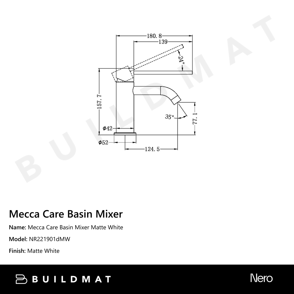 Mecca Care Basin Mixer Matte White