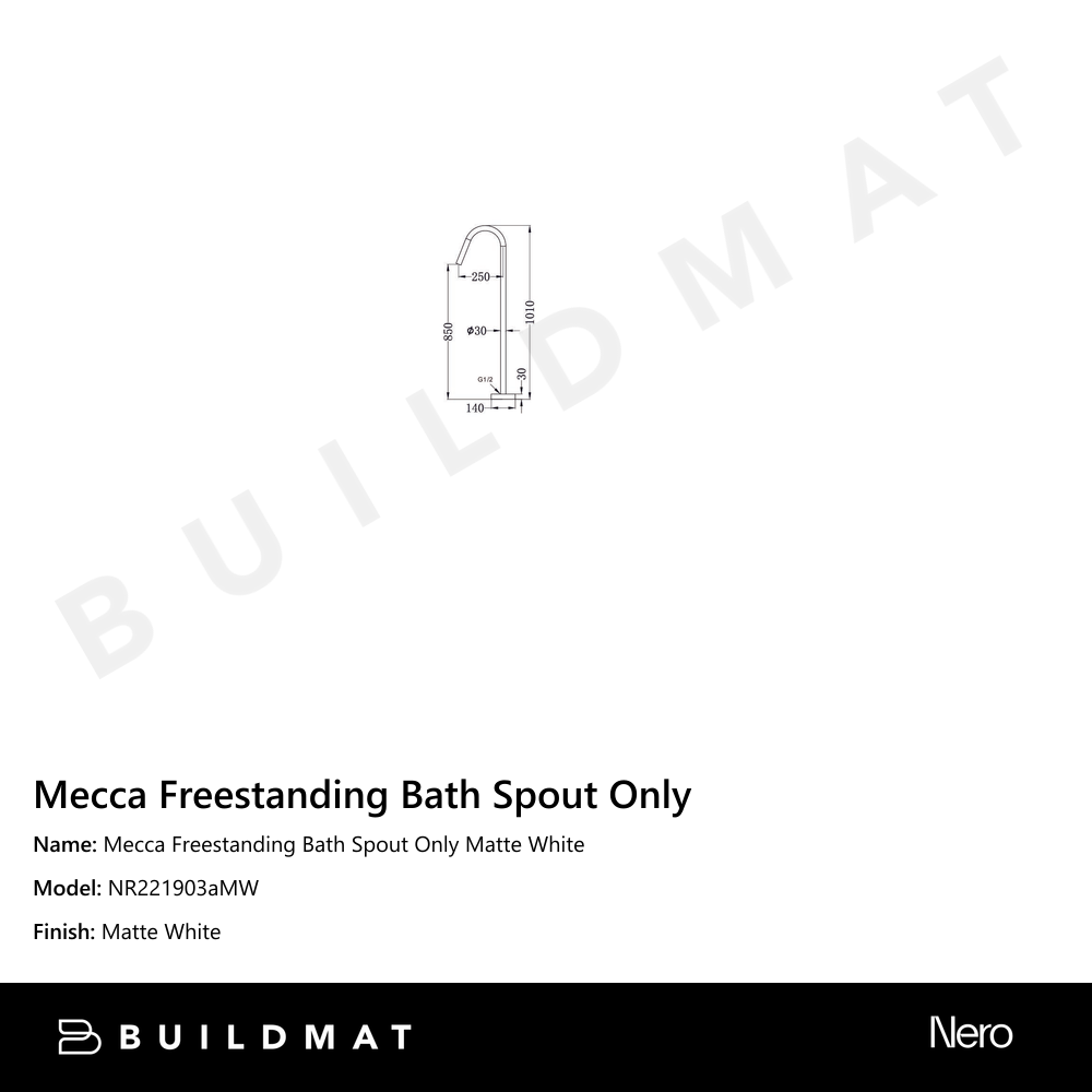 Mecca Freestanding Bath Spout Only Matte White