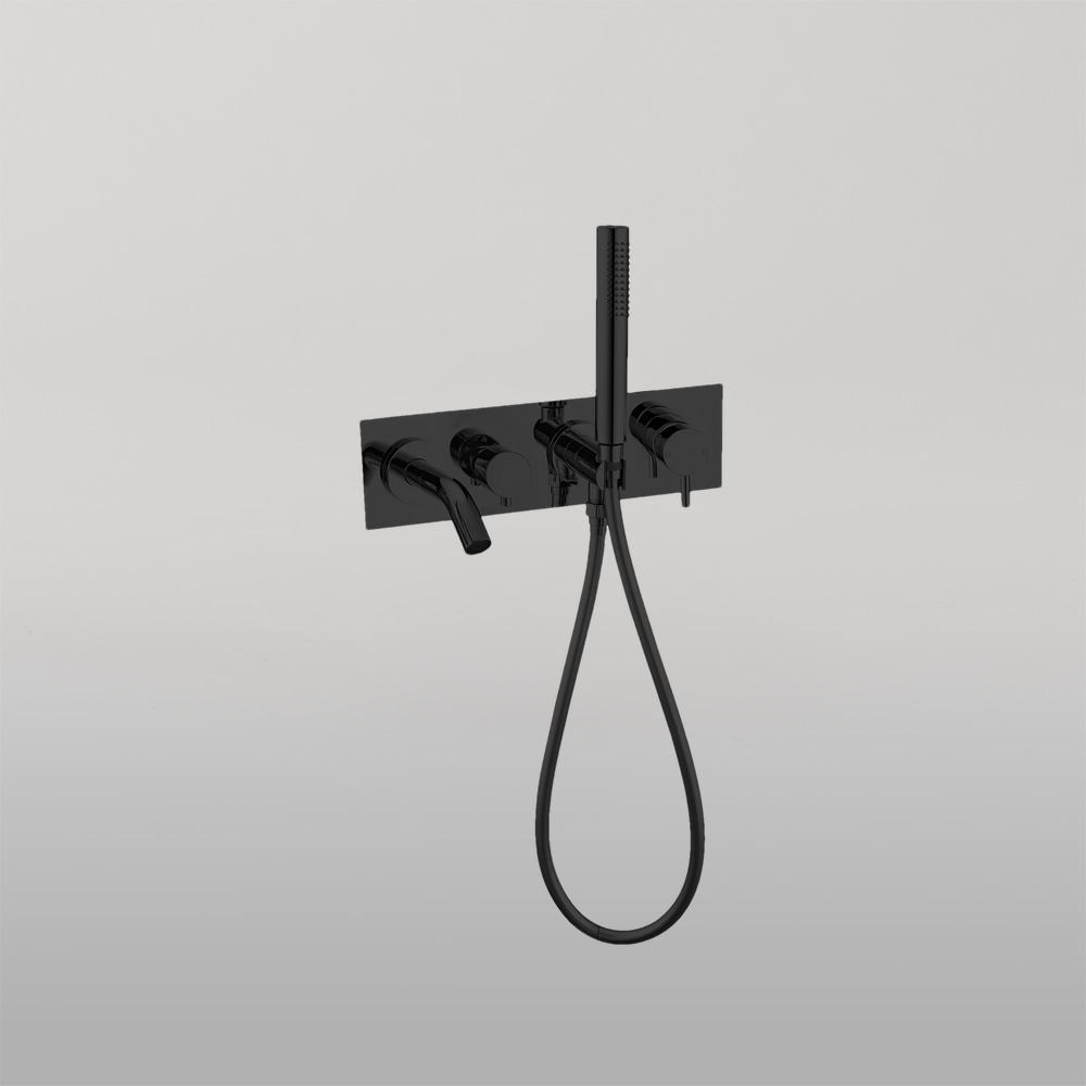 Mecca Wall Mount Bath Mixer With Hand Shower Matte Black