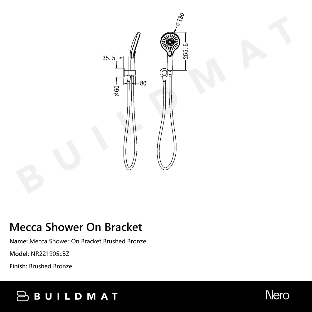 Mecca Shower On Bracket Brushed Bronze