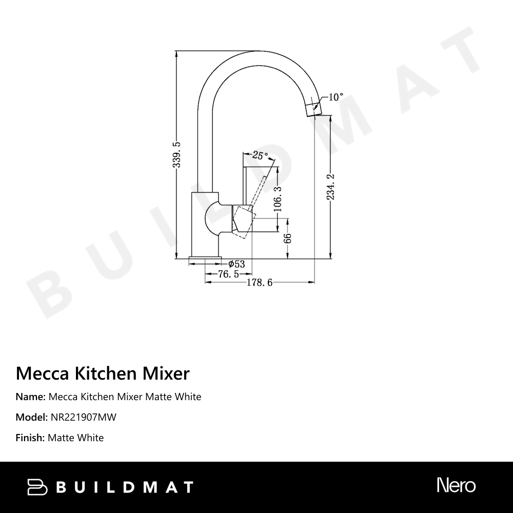 Mecca Kitchen Mixer Matte White