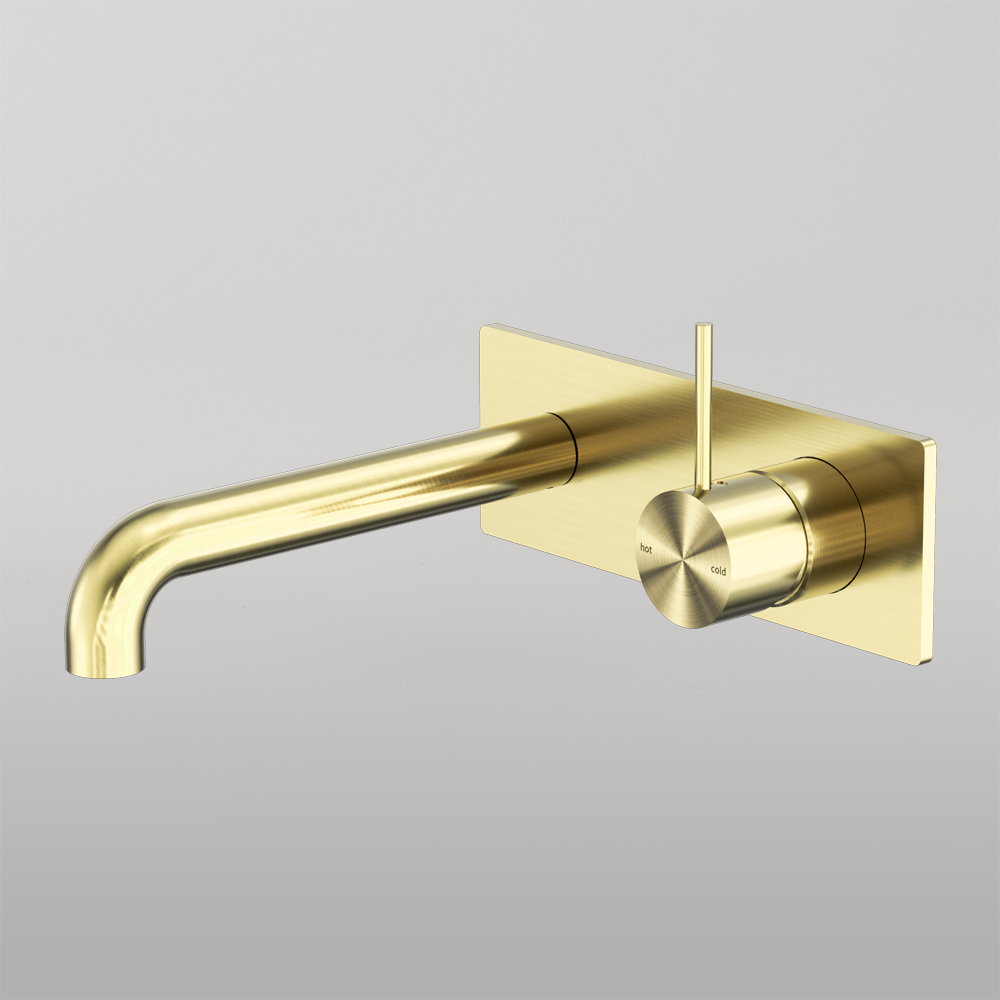 Mecca Wall Basin/Bath Mixer Handle Up 120mm Brushed Gold