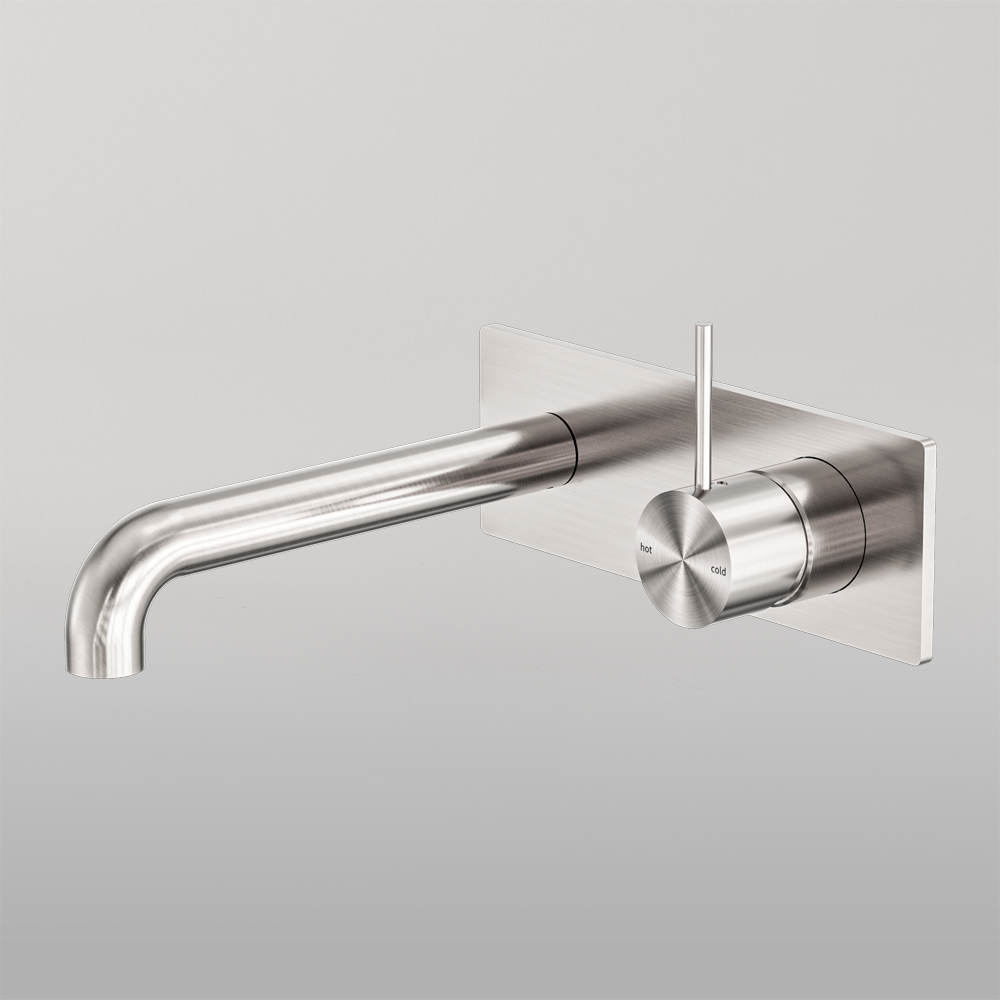 Mecca Wall Basin/Bath Mixer Handle Up 120mm Brushed Nickel