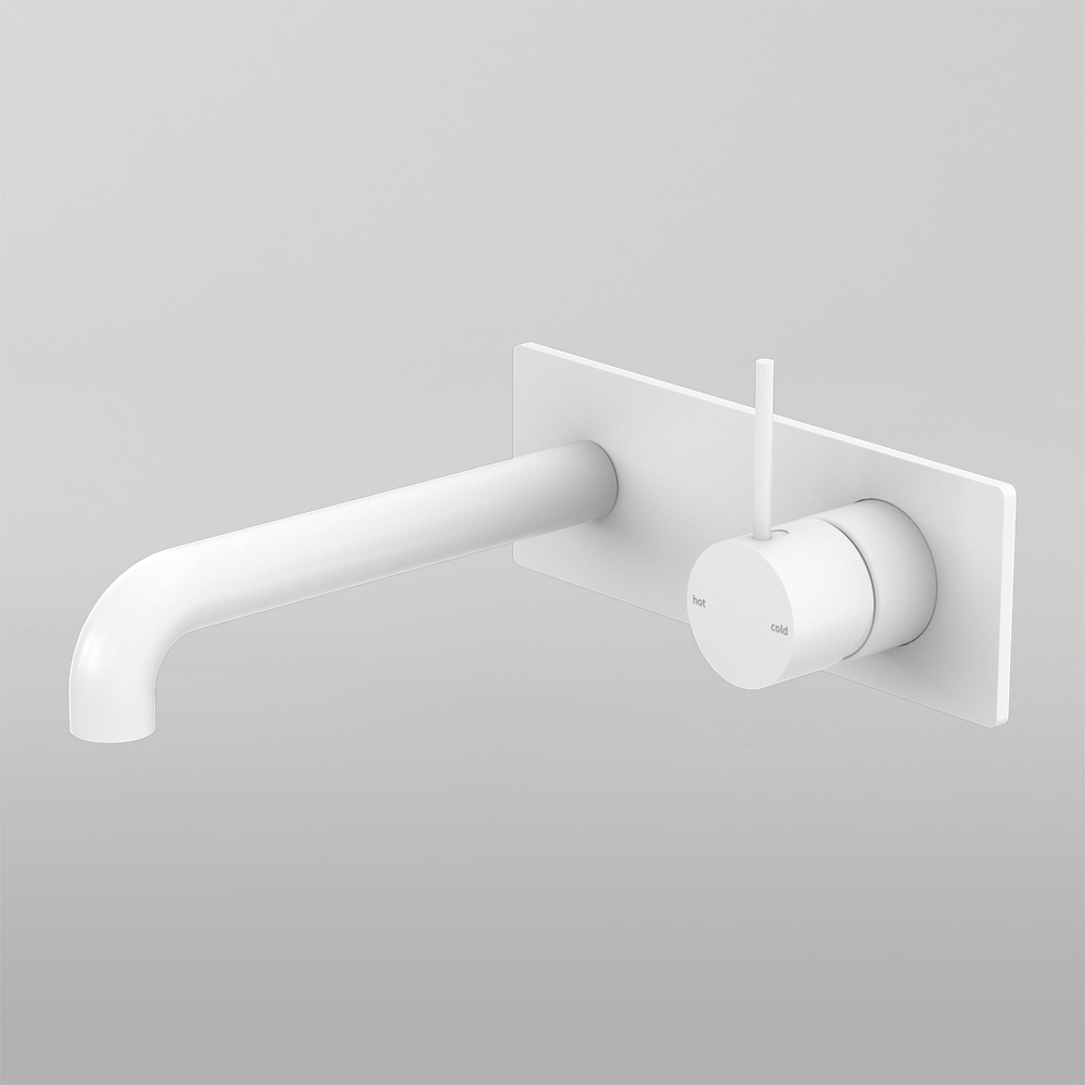 Mecca Wall Basin/Bath Mixer Handle Up 120mm Matte White